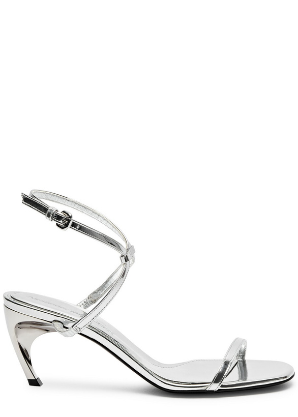 Photo: Alexander Mcqueen Armadillo 70 Metallic Leather Sandals Silver