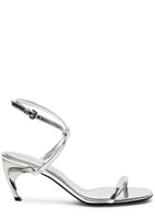 Alexander Mcqueen Armadillo 70 Metallic Leather Sandals Silver