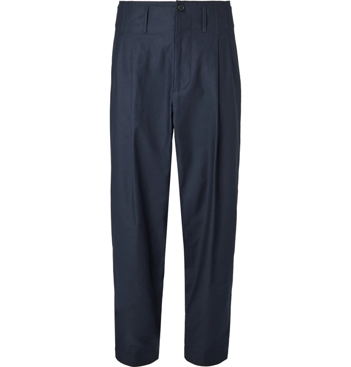 Photo: Nicholas Daley - Tapered Pleated Cotton Trousers - Blue