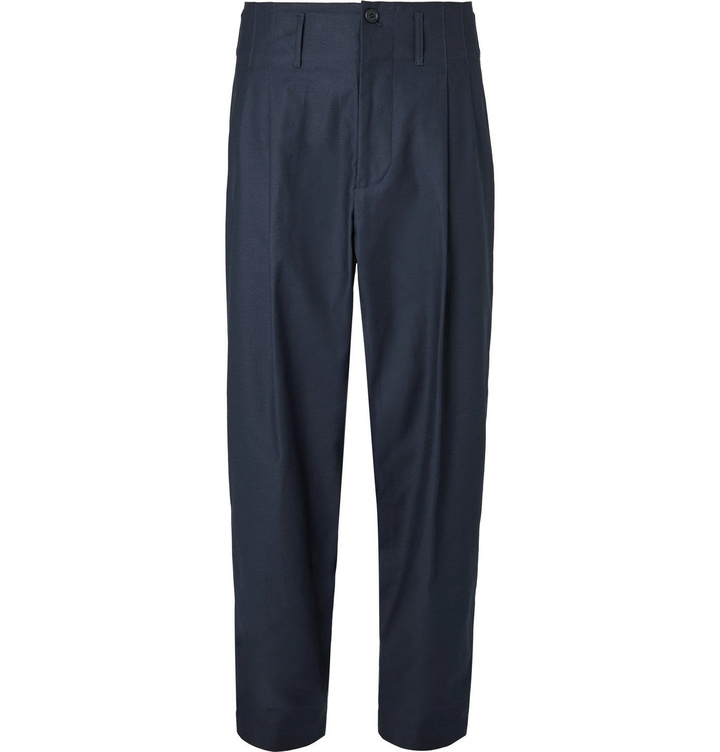 Photo: Nicholas Daley - Tapered Pleated Cotton Trousers - Blue