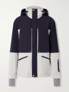 Brunello Cucinelli - Hooded Two-Tone Stretch Jersey-Trimmed Shell Ski Jacket - Blue