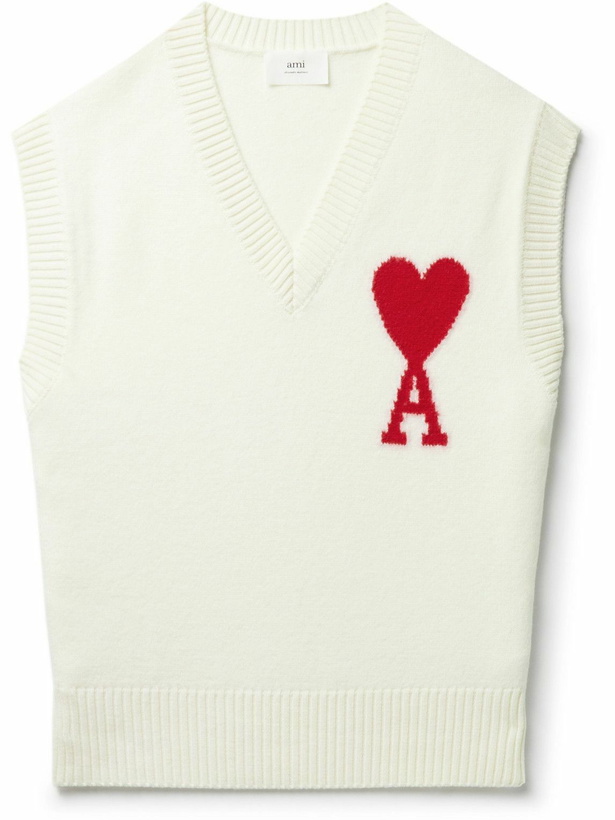 Photo: AMI PARIS - Logo-Jacquard Wool Sweater Vest - Neutrals