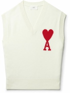 AMI PARIS - Logo-Jacquard Wool Sweater Vest - Neutrals