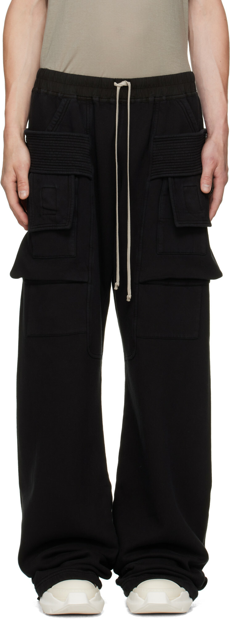 Rick Owens DRKSHDW Black Tower Creatch Wide Cargo Lounge Pants