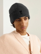 AMI PARIS - Logo-Appliquéd Ribbed Virgin Wool Beanie