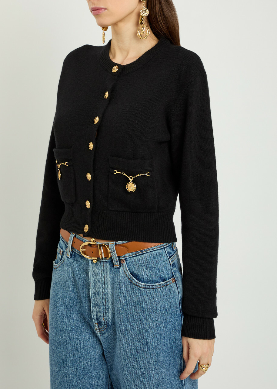 Chloe Embellished-pocket Wool and Cashmere-blend Cardigan Black