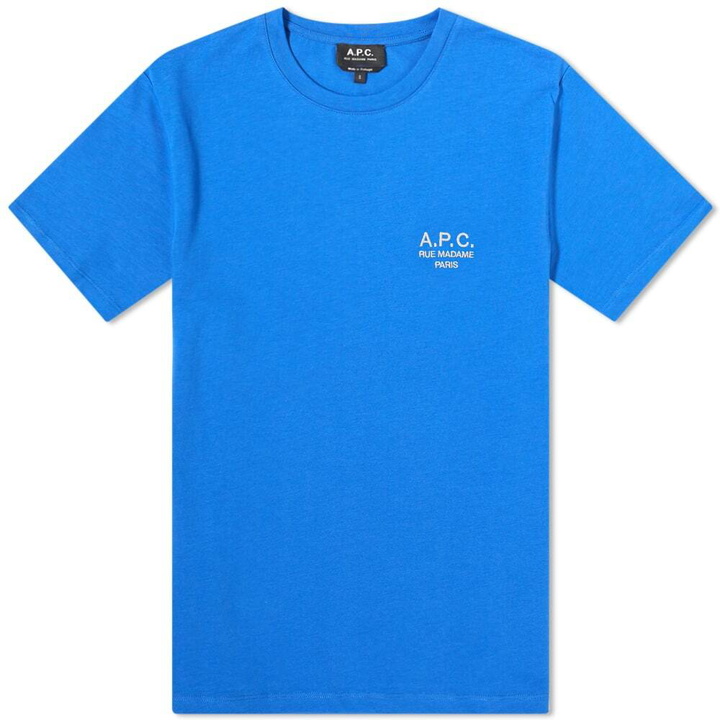 Photo: A.P.C. Men's Raymond Logo T-Shirt in Royal Blue