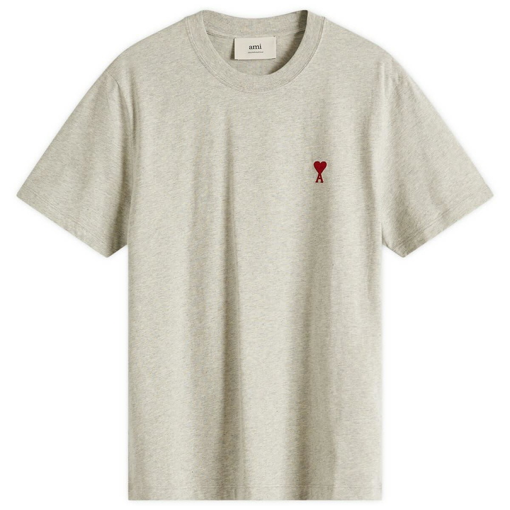 Photo: AMI Paris Men's Small Red ADC Classic T-Shirt in Heather Ash Grey
