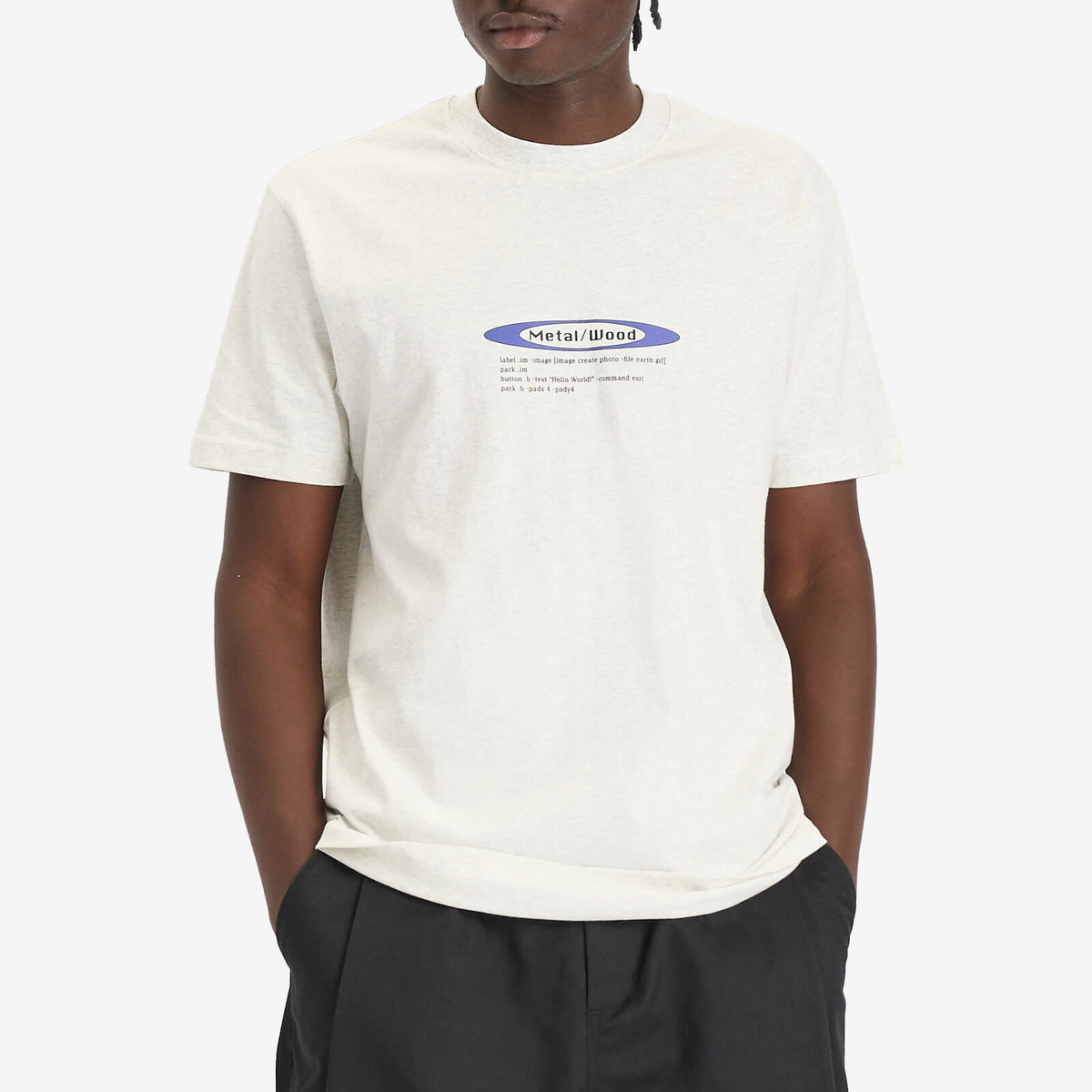 Metalwood Studio Men's Hello World T-Shirt in Heather Grey