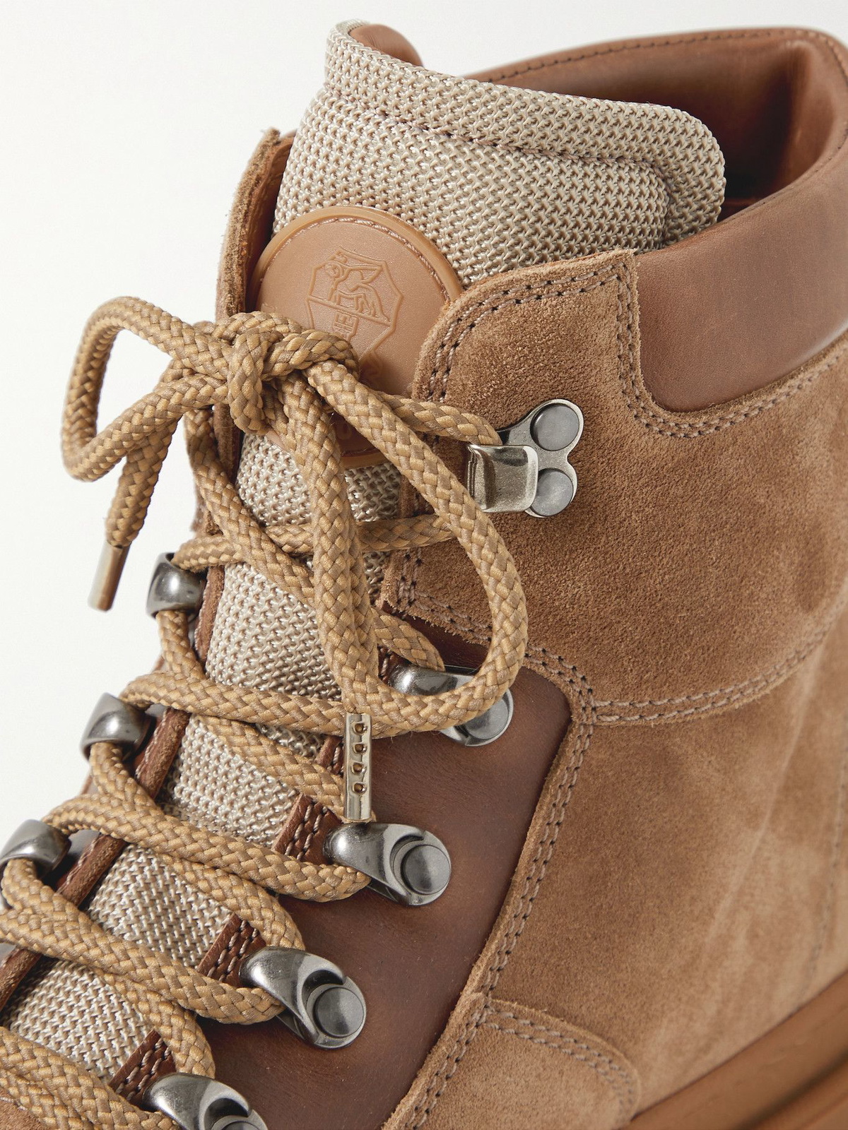 BRUNELLO CUCINELLI - Leather-Trimmed Suede Boots - Brown 