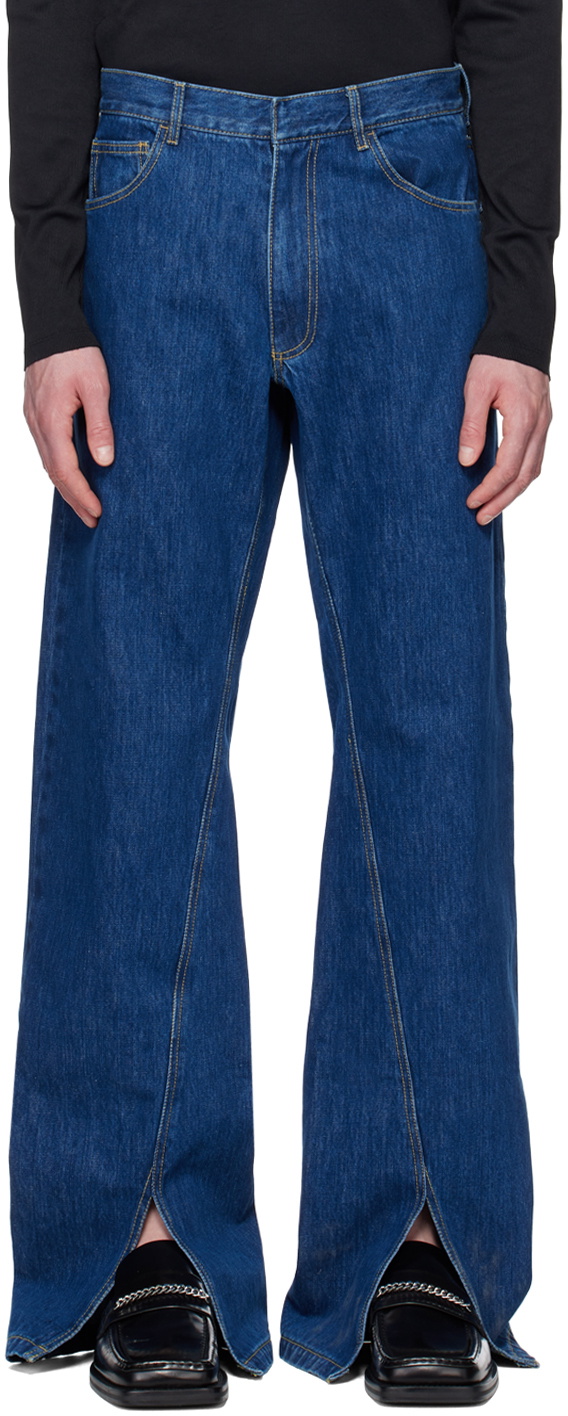 【関税込み】Bianca Saunders ブルー ストレートレッグ ジーンズ Bianca Saunders Blue Ess Jeans Bianca Saunders