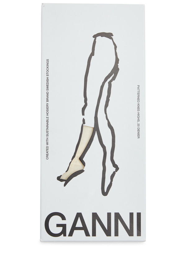 Photo: Ganni Butterfly Logo-jacquard Knee-high Socks Cream