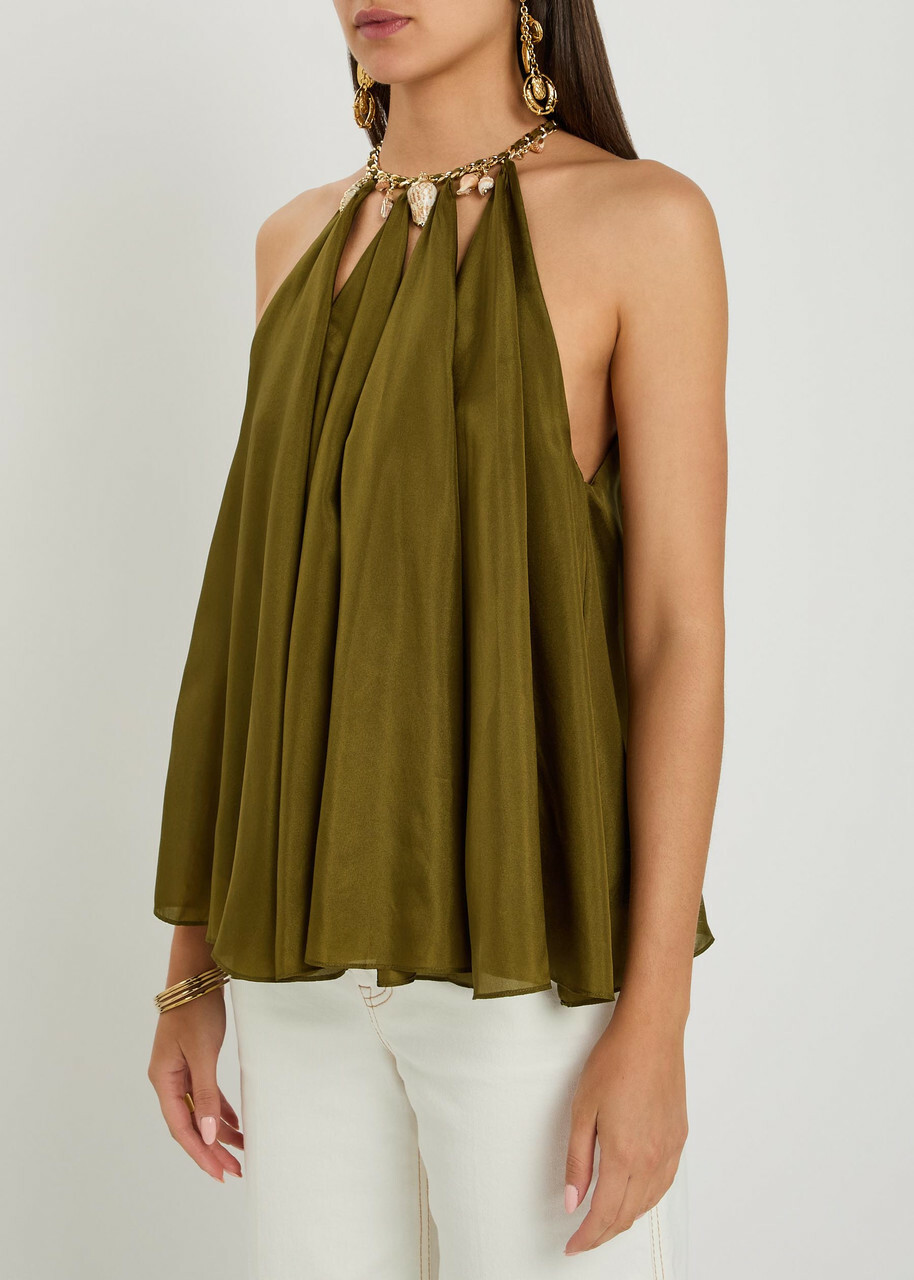 Zimmermann Mohon Charm-effect Silk Blouse Olive