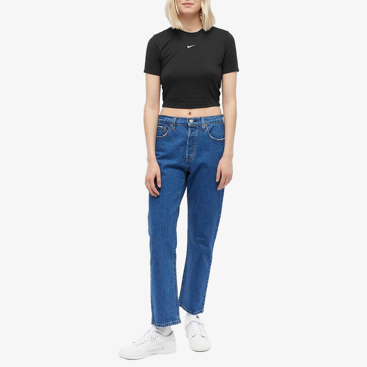 Nike Women's Essential Slim Crop Swoosh T-Shirt in Black Nike