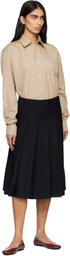 A.P.C. Black Pleated Midi Skirt