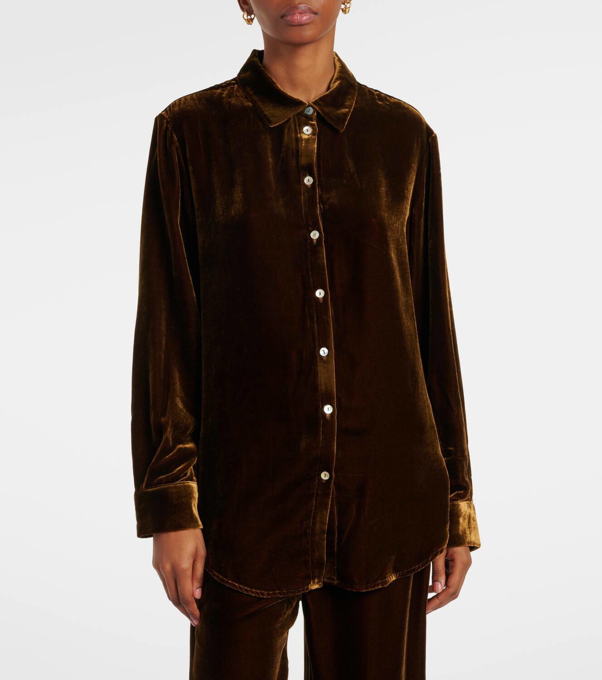 Asceno London velvet pajama shirt