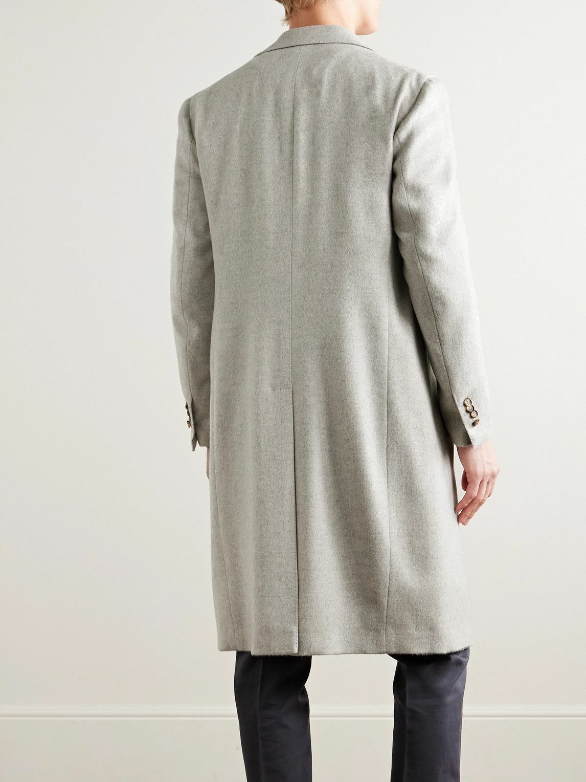 De Petrillo - Herringbone Virgin Wool and Cashmere-Blend Overcoat - Gray