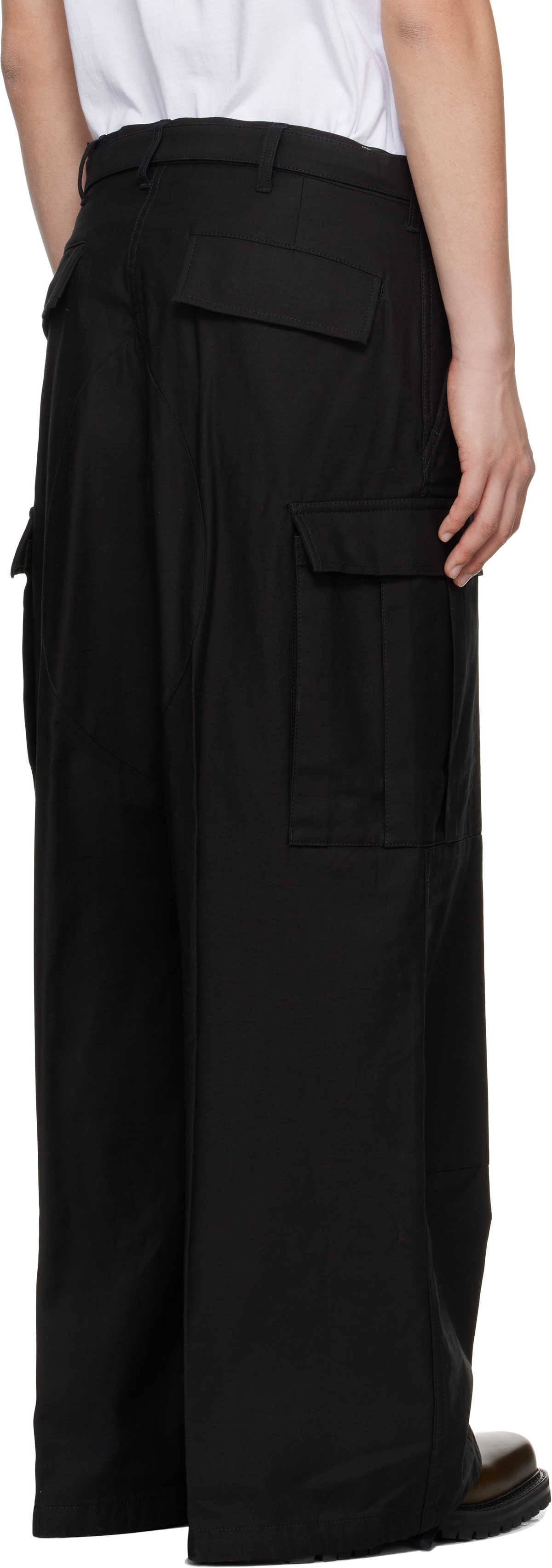 sacai Black WTAPS Edition Cotton Back Satin Cargo Pants Sacai