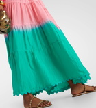 Juliet Dunn Colorblocked tiered silk maxi dress