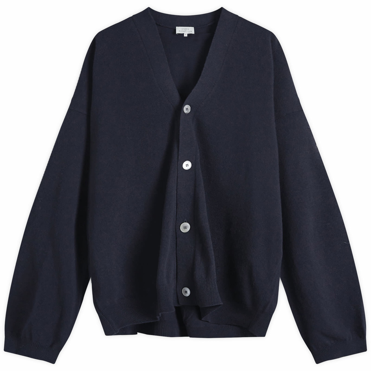 Studio Nicholson Men's Parr Lambswool Knit Cardigan in Darkest Navy Studio  Nicholson