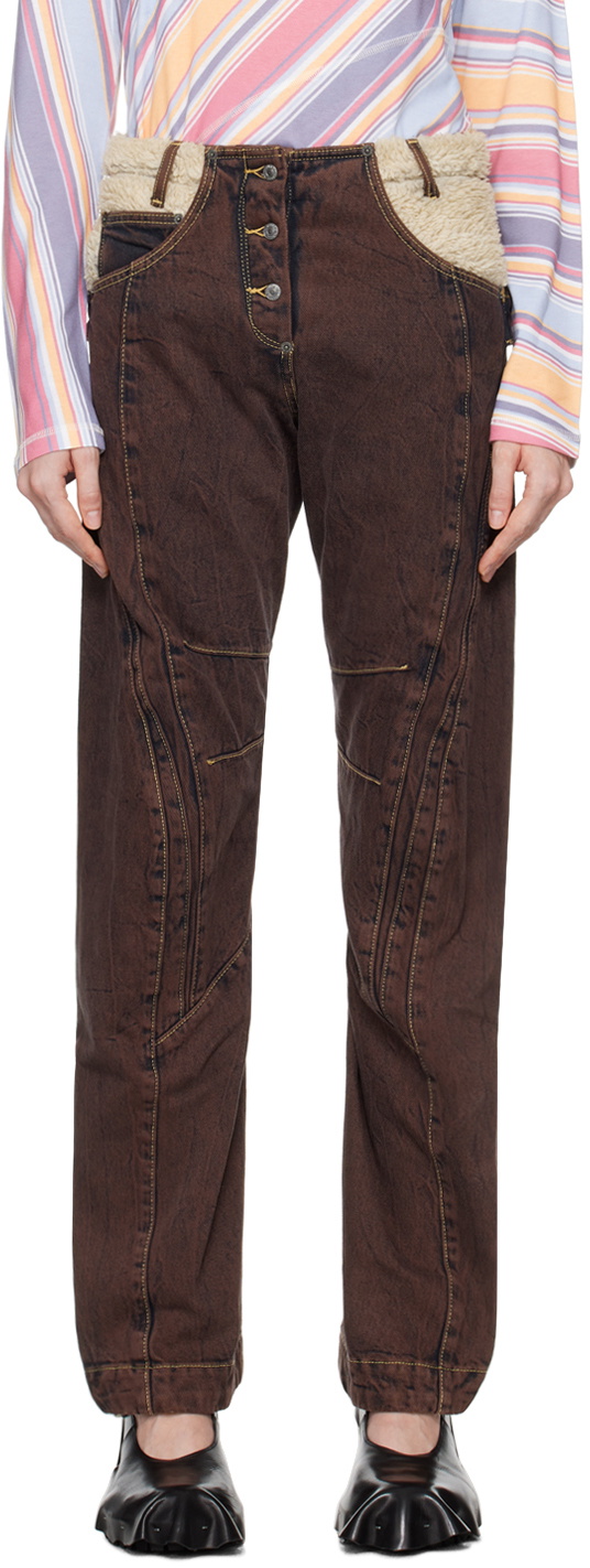 Kiko Kostadinov Brown Paneled Levi's Edition Jeans