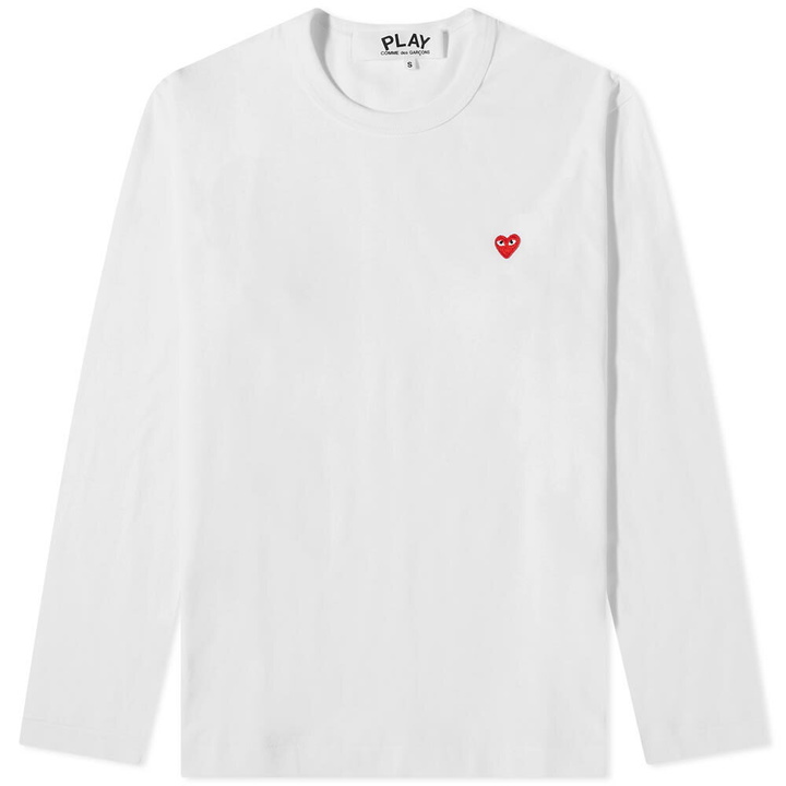 Photo: Comme des Garçons Play Men's Long Sleeve Red Heart T-Shirt in White