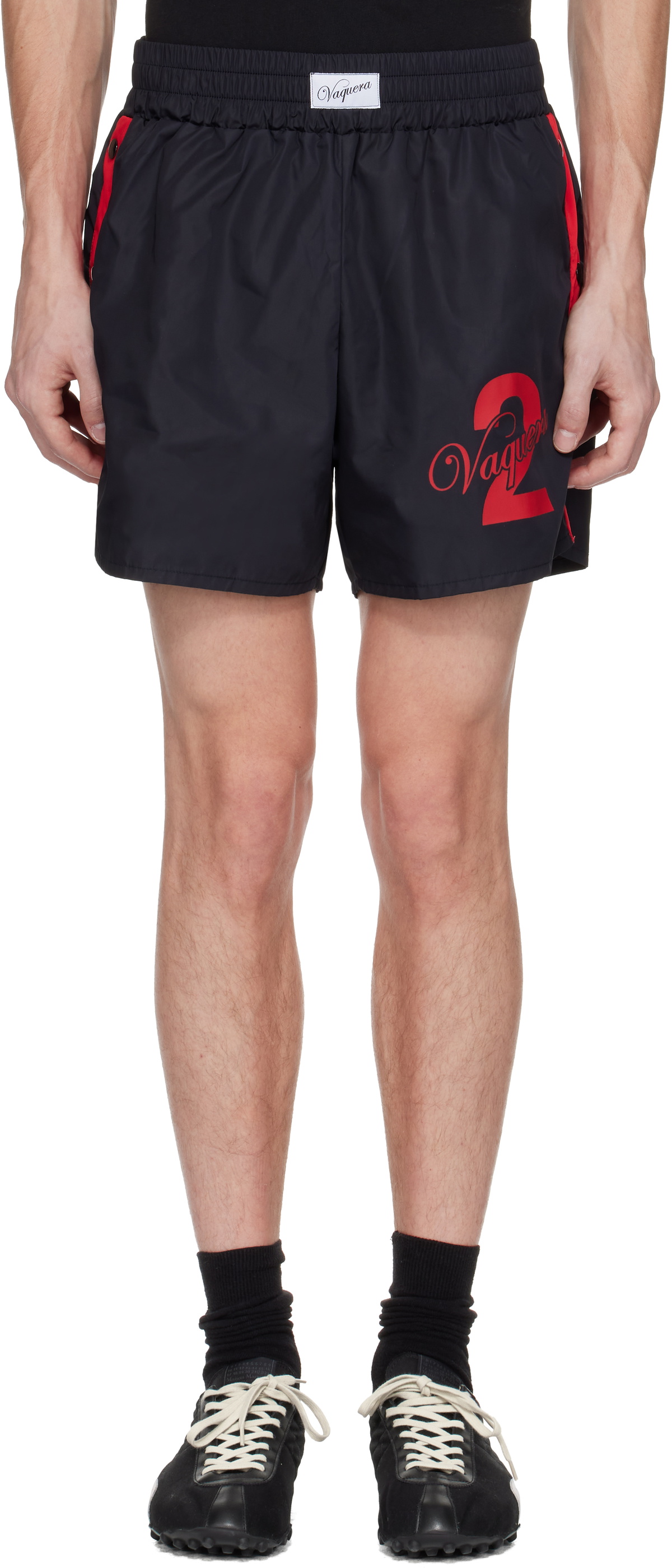 VAQUERA Black & Red Snap Shorts