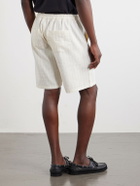 Frescobol Carioca - Straight-Leg Striped Linen and Cotton-Blend Drawstring Shorts - Neutrals