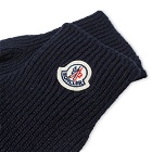 Moncler Men's Logo Wool Gloves in Navy