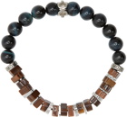 Salvatore Ferragamo Blue & Brown Beaded Bracelet