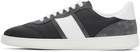 Ferragamo Gray & White Low Top Signature Sneakers