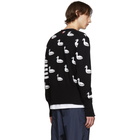 Thom Browne Black Cashmere Intarsia Duck Cardigan