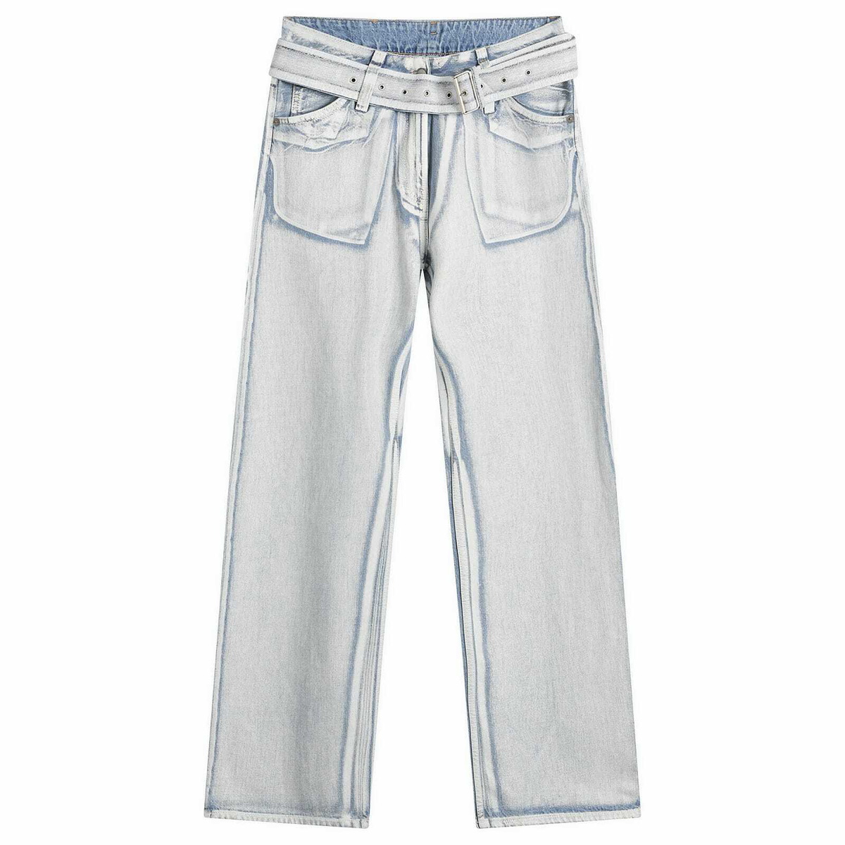Acne Studios Women's Page Blue Shadow Belted Jeans in Blue/White