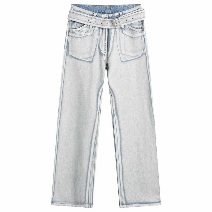 Photo: Acne Studios Women's Page Blue Shadow Belted Jeans in Blue/White
