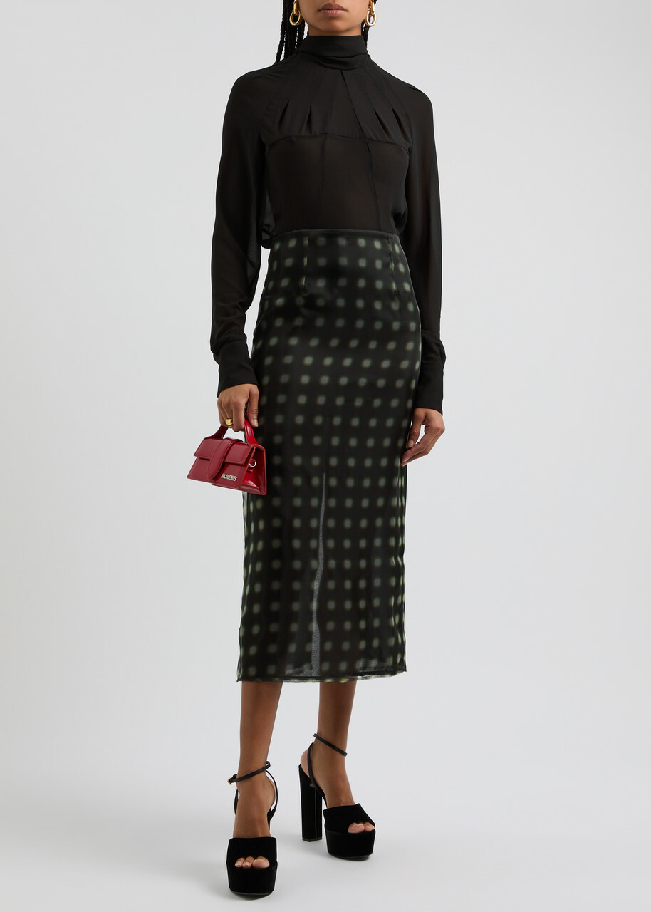 16 Arlington Dia Printed Chiffon Midi Skirt Green