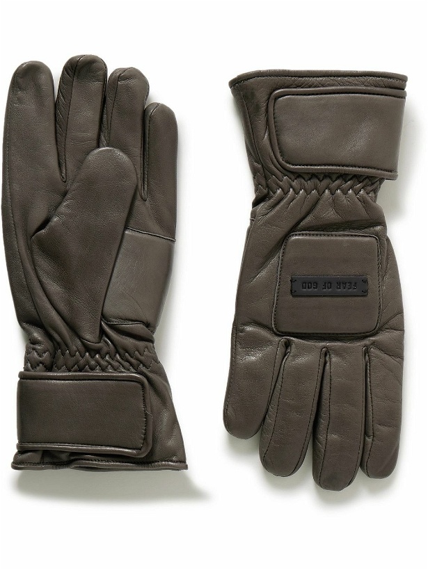 Photo: Fear of God - Logo-Appliquéd Padded Leather Gloves - Brown