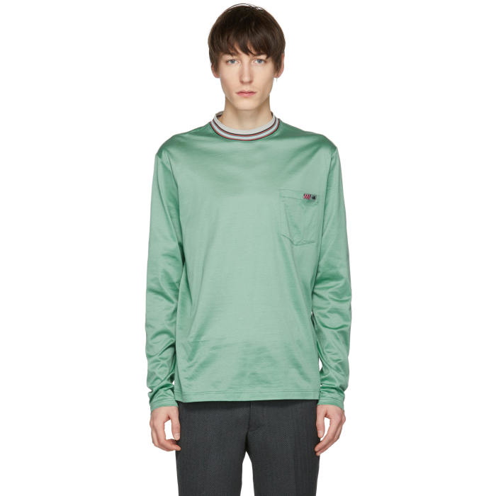 Photo: Lanvin Green Long Sleeve Multicolor Mock Neck T-Shirt 