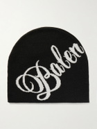Balenciaga - Intarsia-Knit Wool-Blend Beanie - Black