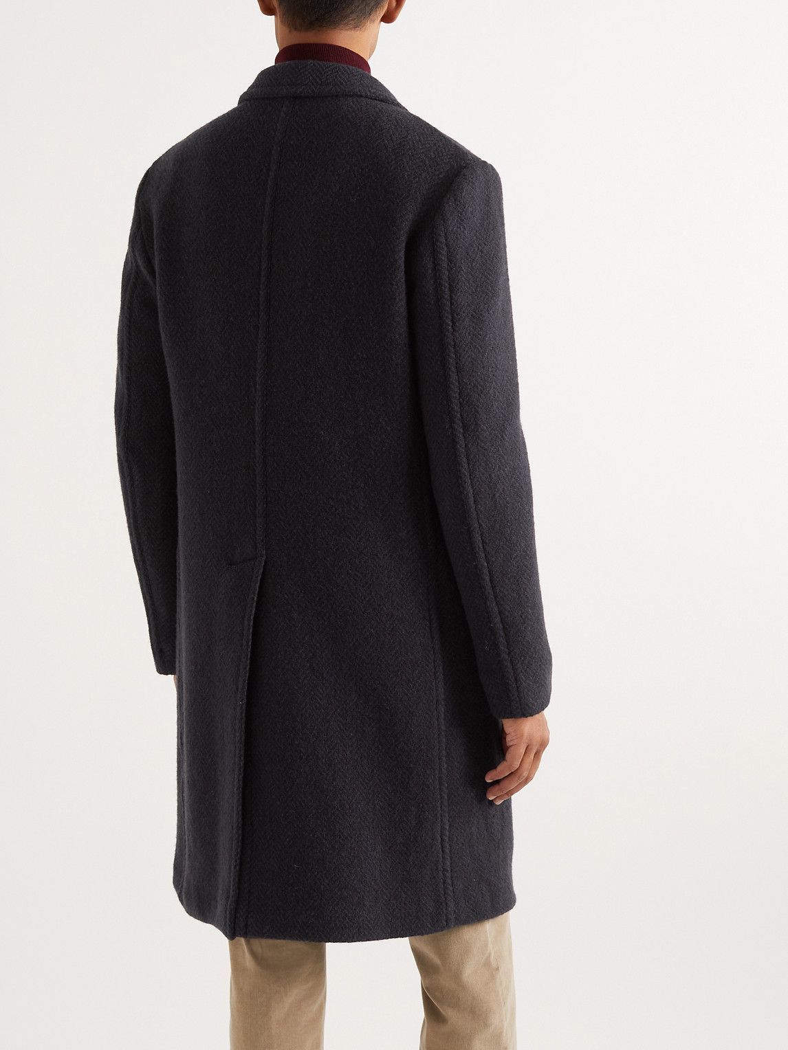 Massimo Alba - Dodge Double-Breasted Herringbone Wool Coat - Blue