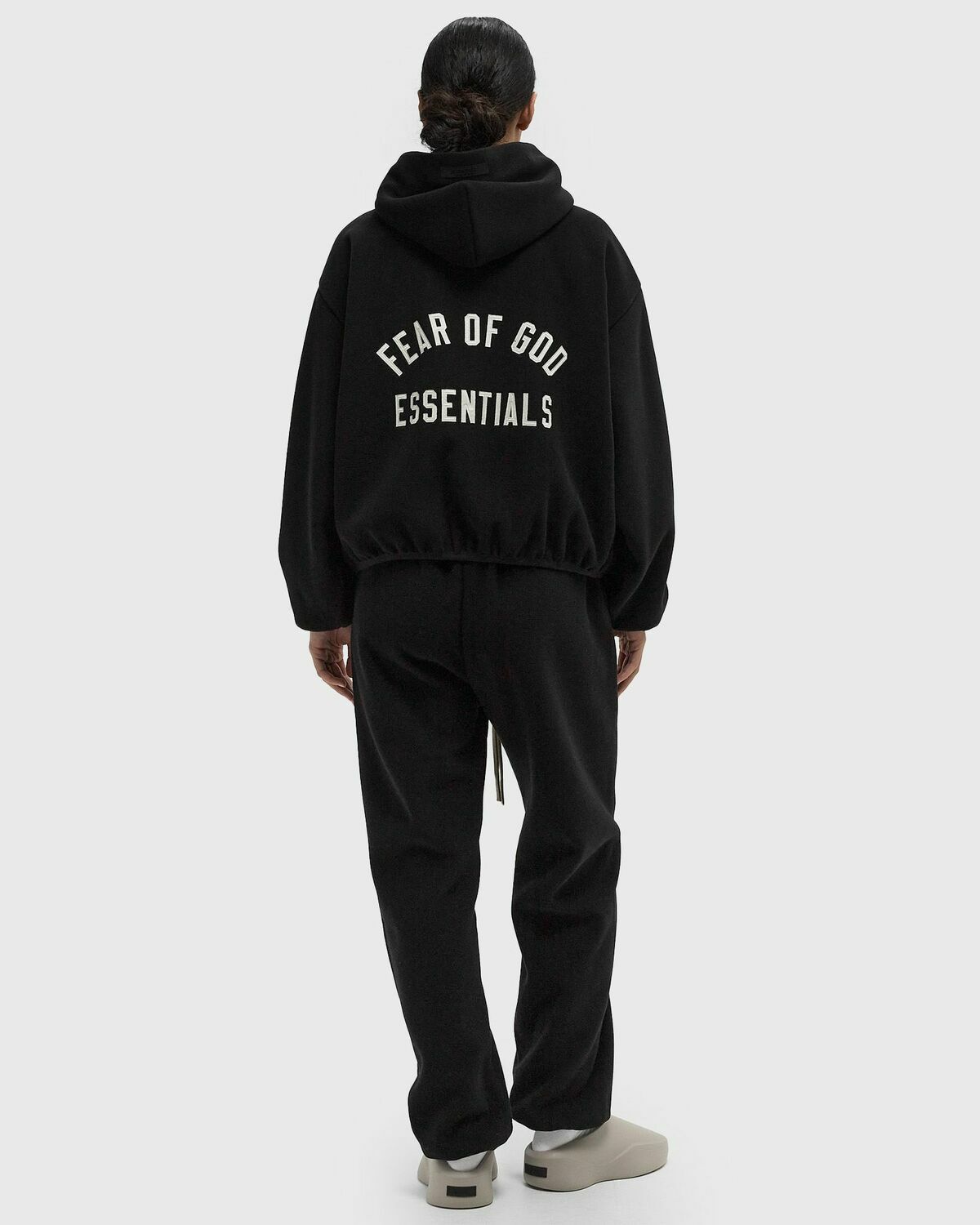 Fear of God Essentials BRUSHED HOODED BOMBER Black Womens Sweatshirt