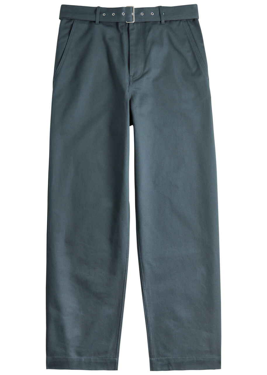 Maison Kitsuné Belted Cotton Trousers Grey