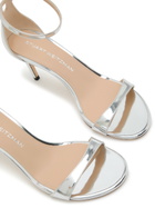 Stuart Weitzman Nudist II 75 Metallic Leather Sandals Silver