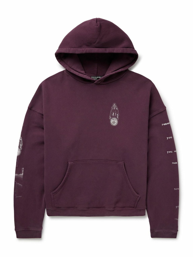 Photo: Enfants Riches Déprimés - Remember When Printed Cotton-Jersey Hoodie - Burgundy