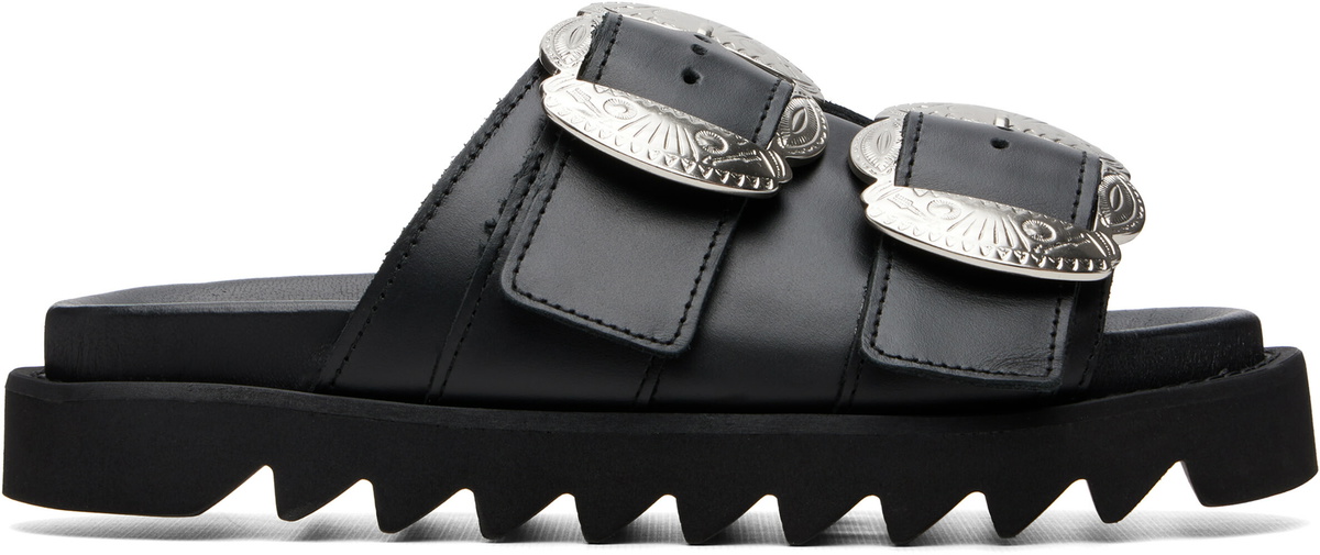 Toga Pulla Black Leather Sandals