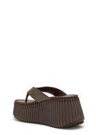 Chloe Nama 80 Leather Wedge Thong Sandals Brown