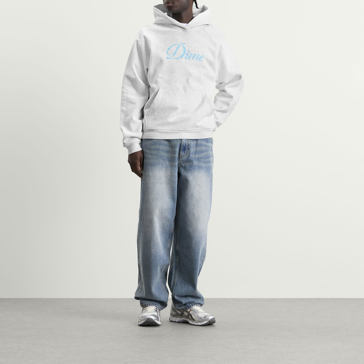 Dime Men's Cursive Paper Cut Hoodie in Ash