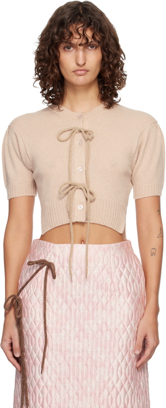 Photo: Simone Rocha Beige Cropped Cashmere Cardigan