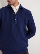 Lardini - Ribbed Cotton Polo Shirt - Blue