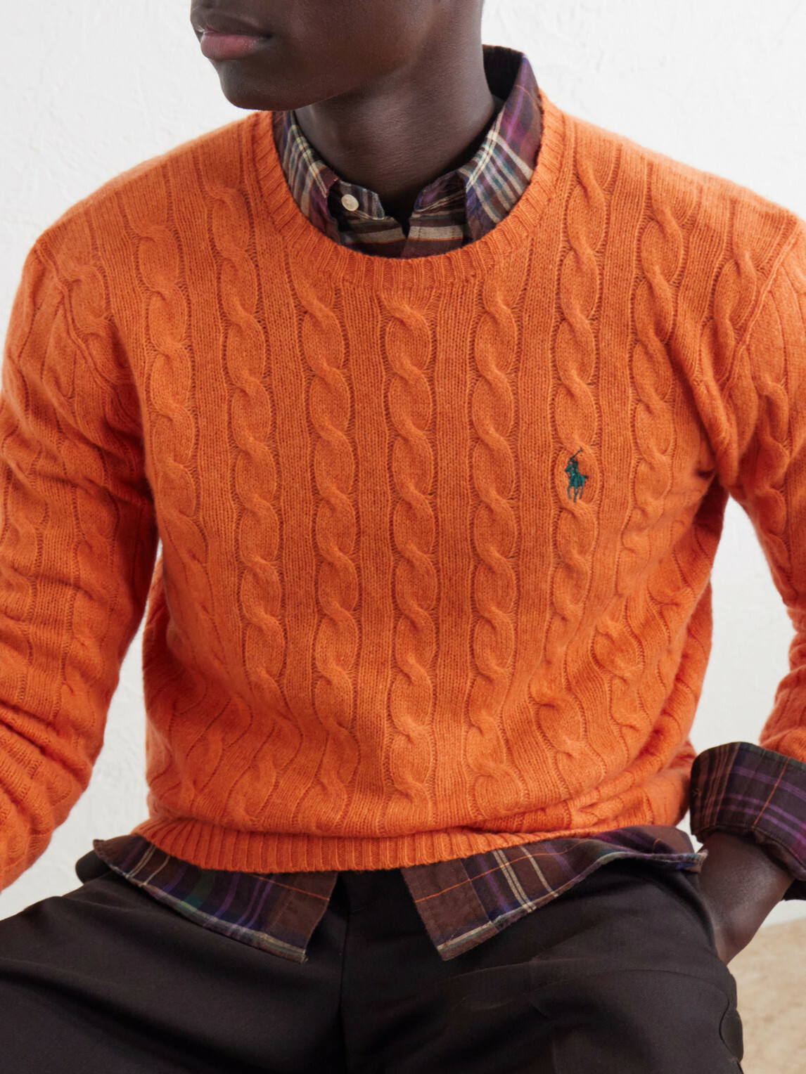 Polo Ralph Lauren - Logo-Embroidered Cable-Knit Wool and Cashmere-Blend Sweater - Orange