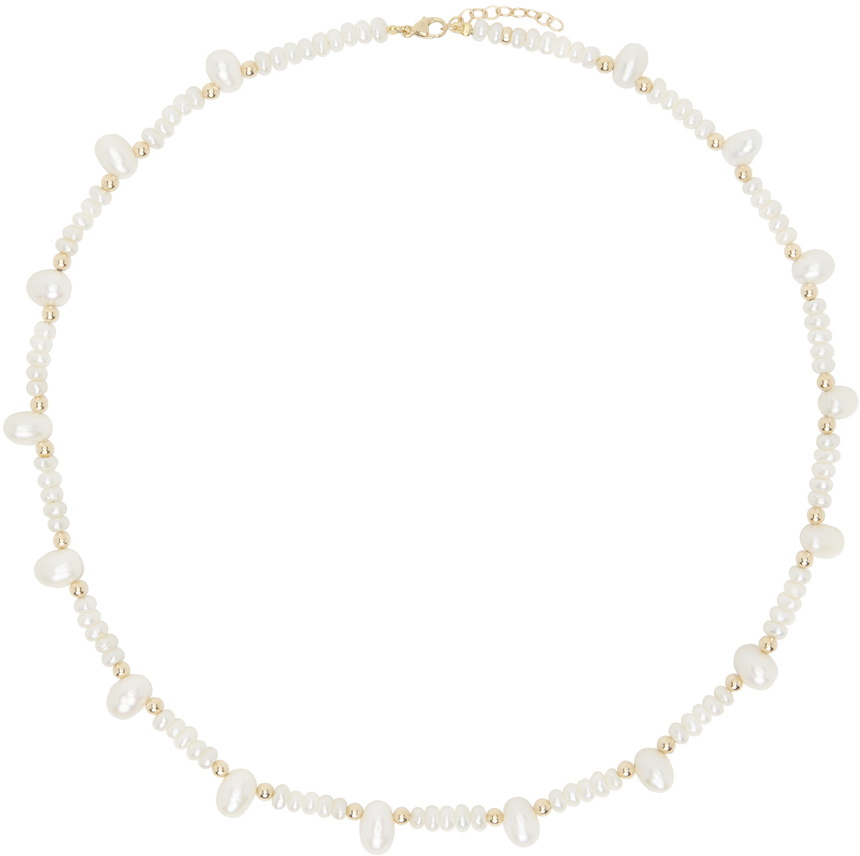 JIA JIA White Ocean Pearl Gold Bead Necklace